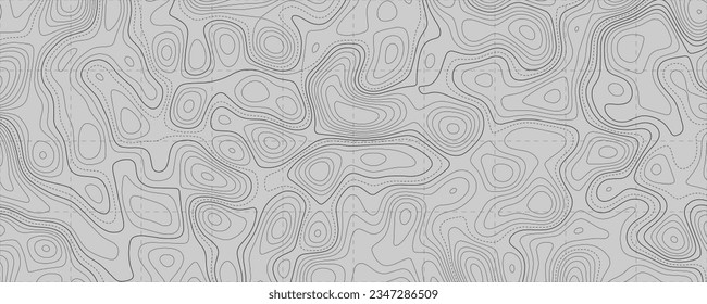 Topographic sketch map background. Geographic position or location squares. The topo contour with stylized height. Mountain trail terrain, terrain backdrop. Vector illustration.