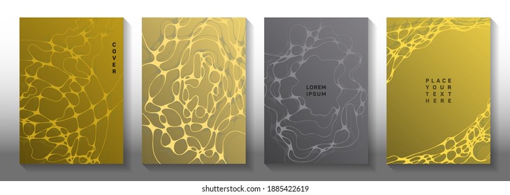 Topographic Survey Concept Abstract Vector Covers. Doodle Waves Torrent Backgrounds. Flat Notebook Vector Layouts. Radiology Cover Pages Graphic Design Set.