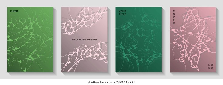 Tapas abstractas de vectores del concepto de reconocimiento topográfico. fondo de rejilla de ondas flexibles. Plantillas vectoriales de revistas modernas. Juego de diseño gráfico de portadas de ingeniería.