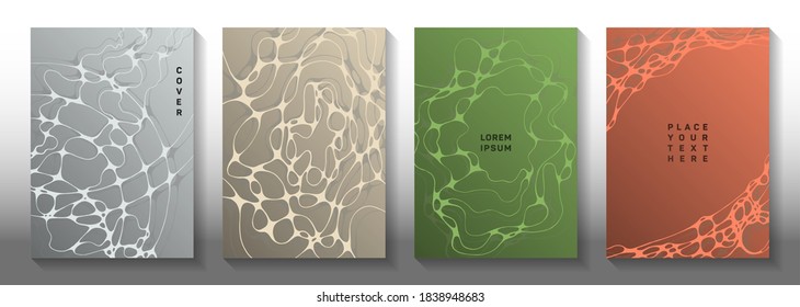 Topographic Survey Idea Abstract Vector Covers. Flexible Waves Render Backgrounds. Creative Notebook Vector Templates. Engineering Cover Pages Graphic Design Set.