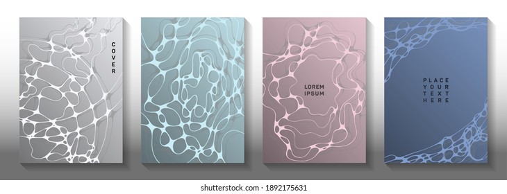 Topographic Survey Idea Abstract Vector Covers. Linked Waves Blend Textures. Colorful Cover Vector Templates. Engineering Cover Pages Graphic Design Set.