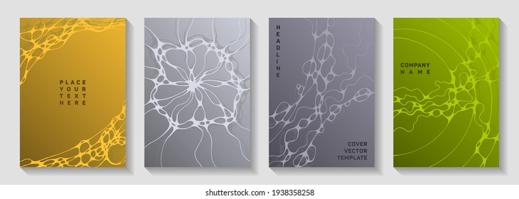 Topographic Survey Idea Abstract Vector Covers. Marble Waves Pattern Backdrops. Flat Notebook Vector Layouts. Radio Physics Cover Pages Graphic Design Set.