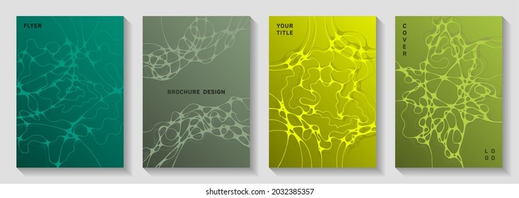 Topographic Survey Idea Abstract Vector Covers. Crossed Curve Lines Surface Backdrops. Tracery Notebook Vector Layouts. Hi Tech Cover Pages Graphic Design Set.