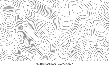 Mapa topográfico do contorno vetorial com Mountain Wave Relief. Abstract Topographic Wave Grid - Mapa da Montanha do Contorno do Vetor. Alívio de Montanha no Estilo de Contorno Vetorial - Fundo de Grade de Onda Topográfica.