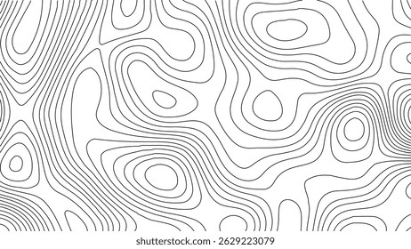 Mapa topográfico do contorno vetorial com Mountain Wave Relief. Abstract Topographic Wave Grid - Mapa da Montanha do Contorno do Vetor. Alívio de Montanha no Estilo de Contorno Vetorial - Fundo de Grade de Onda Topográfica.