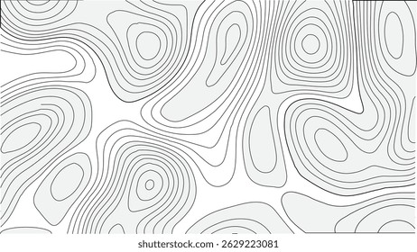 Mapa topográfico do contorno vetorial com Mountain Wave Relief. Abstract Topographic Wave Grid - Mapa da Montanha do Contorno do Vetor. Alívio de Montanha no Estilo de Contorno Vetorial - Fundo de Grade de Onda Topográfica.