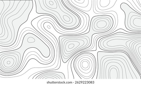 Mapa topográfico do contorno vetorial com Mountain Wave Relief. Abstract Topographic Wave Grid - Mapa da Montanha do Contorno do Vetor. Alívio de Montanha no Estilo de Contorno Vetorial - Fundo de Grade de Onda Topográfica.