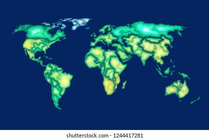 topographic world map for infographic or decoration