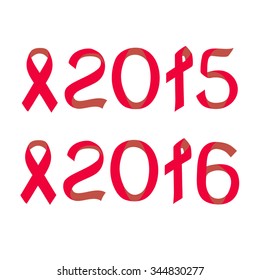 Topographical inscription AIDS awareness ribbon vector illustration