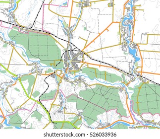 Topographical Map, A Fragment Of The Kiev Region. City Plan. Vector Illustration