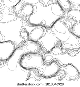 Topographical vector background with place for text. Geodesy contouring map texture with line contours of terrain. Geographic relief mountains landscape. Topography and cartography pattern