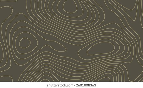 Topographic-style contour pattern with smooth, flowing lines in a golden or yellowish hue against a dark brown background.