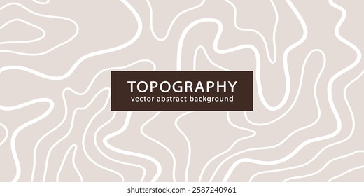 Topography background. Abstract wavy cover. Topographic contour map texture pattern. Stylized geographic landscape backdrop. Cartography vector illustration, earthy neutral colors