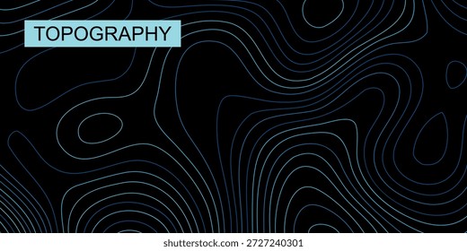 Fondo de topografía: un fondo negro profundo con líneas de contorno suaves y orgánicas en tonos de azul cian, verde azulado con un ligero efecto de brillo.