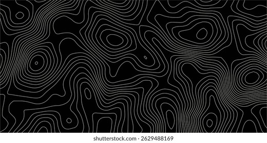 Plano de fundo da topografia. Banner do vetor. Plano de fundo da topografia. Mapa do contorno geográfico do vetor. Fundo do mapa topográfico. Linhas do mapa topográfico, plano de fundo do contorno.	