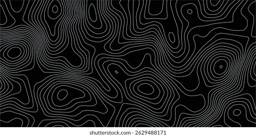 Plano de fundo da topografia. Banner do vetor. Plano de fundo da topografia. Mapa do contorno geográfico do vetor. Fundo do mapa topográfico. Linhas do mapa topográfico, plano de fundo do contorno.	