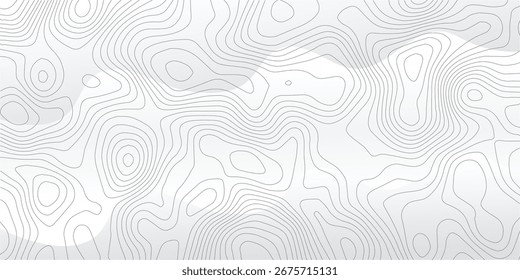 Plano de fundo da topografia. Banner do vetor. Plano de fundo do mapa de topografia. Mapa do contorno geográfico do vetor. Fundo do mapa topográfico. Linhas do mapa topográfico, plano de fundo do contorno.