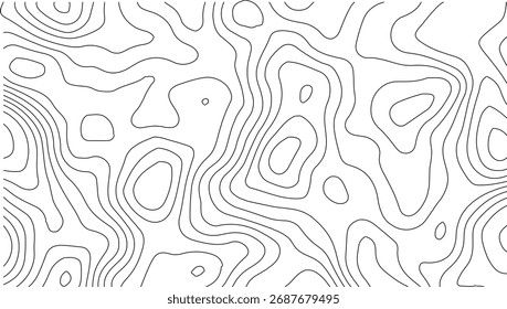 Diseño de Vector de relieve de rejilla de topografía con patrones de contorno blanco minimalistas, fondo de mapeo de terreno abstracto sin fisuras para proyectos topográficos, naturales, paisajísticos, de senderismo y de obras de arte científicas.
