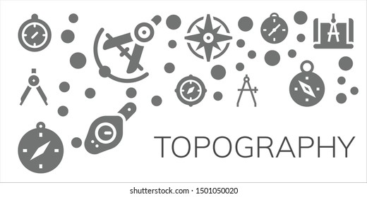 topography icon set. 11 filled topography icons.  Simple modern icons about  - Compass, Windrose