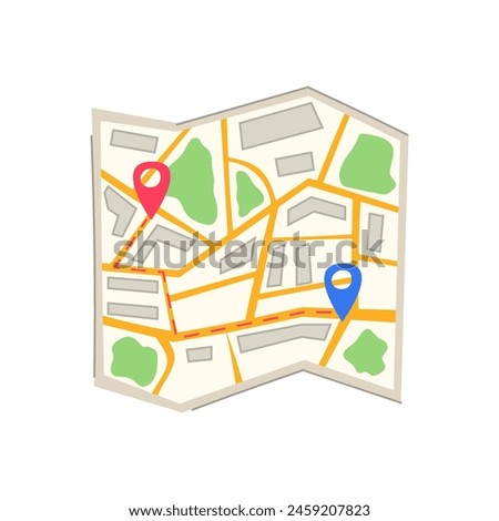 topography map cartoon. geography terrain, landmarks street, city country topography map sign. isolated symbol vector illustration