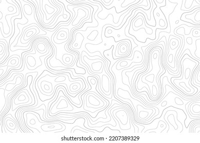 Topographiekarte auf weißem Hintergrund. Kontrastlinie abstrakte Gelände Reliefstruktur. Geografische Wavy Landschaft. Vektorgrafik