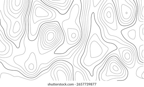 Vetor de padrão de mapa topográfico com contornos de elevação abstratos e textura de grade de terreno branco sem costura para design de paisagem e gráficos externos