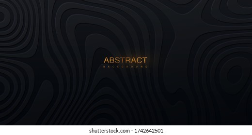 Topography relief. Abstract background. Vector minimal illustration. Liquid shapes. Outline cartography landscape. Modern poster design. Trendy cover with wavy black lines