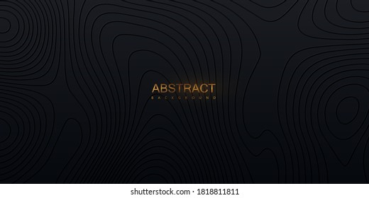 Topography relief. Abstract background. Vector minimal illustration. Liquid shapes. Outline cartography landscape. Modern poster design. Trendy cover with wavy black lines