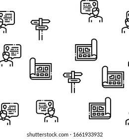 Topography Research Seamless Pattern Vector Thin Line. Illustrations