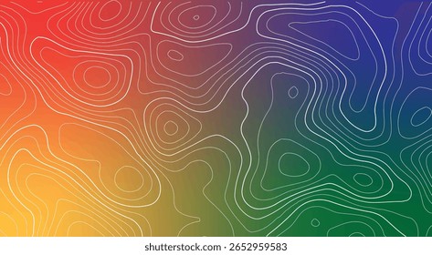 Ilustração de paisagem temática de topografia mostrando contornos topográficos detalhados, sobreposições de grade estilo explorador e mapeamento de elevação clássico adequado para cartazes da natureza, gráficos baseados em mapas ou aventura 