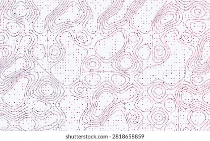 Topography or Topology contour map lines smooth curved high quality EPS vector design with stratified sprinkles or dots