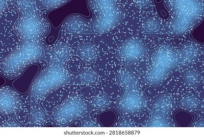 Topography or Topology contour map lines smooth curved high quality EPS vector design with stratified sprinkles or dots