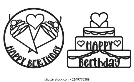 Toppers for SVG cake. Happy birthday svg