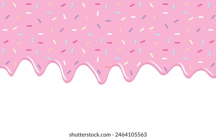 topping topping icing for sprinkling on sweet melting  in various colors. Beautiful colorful and seamless with pink backdrop. copy space with white background