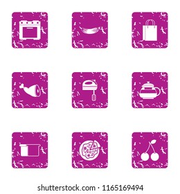 Topping icons set. Grunge set of 9 topping vector icons for web isolated on white background