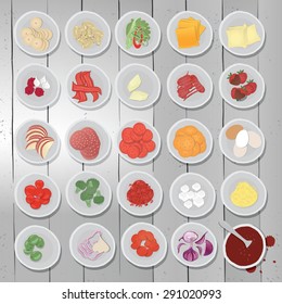 Toppings variety icons set for different recipes