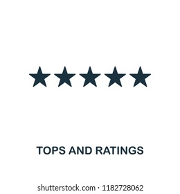 Tops And Ratings icon. Monochrome style design from smm collection. UI. Pixel perfect simple pictogram tops and ratings icon. Web design, apps, software, print usage.