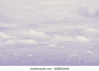 Tops of trees and Clouds, retro engraving style. design element. vector illustration