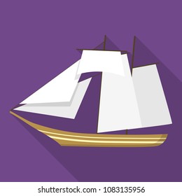 Topsail schooner ship icon. Flat illustration of topsail schooner ship vector icon for web design