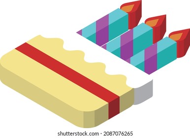Top-top isometric style cake and candle icon illustrations to help you manage your schedule