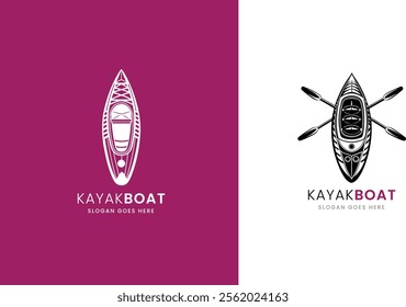 Top-view kayak boat line art with sleek details, ideal for adventure themes