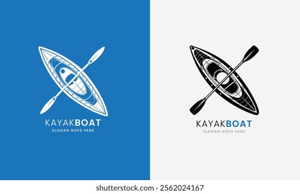 Top-view kayak boat line art with sleek details, ideal for adventure themes