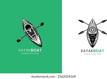 Top-view kayak boat line art with sleek details, ideal for adventure themes