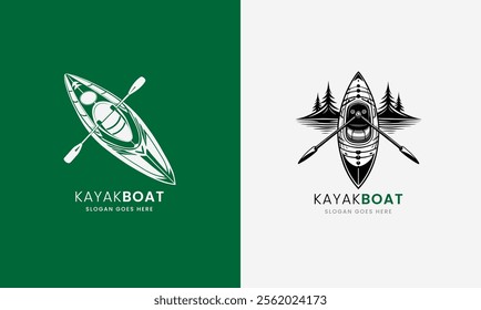 Top-view kayak boat line art with sleek details, ideal for adventure themes