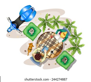 A topview of the people at the table on a white background 