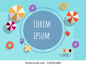 topview summer pool swimming with water blue vector design