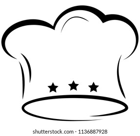 toque chef's hat icon with three stars vector illustration