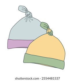 Toque hats design technical flat sketch vector mockup template.