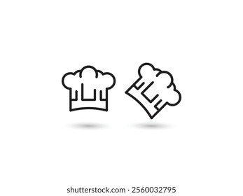 Toque icon black and white line art style, Chef hat icon vector