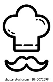 Toque And Mustache Flat Icon Isolated On White Background